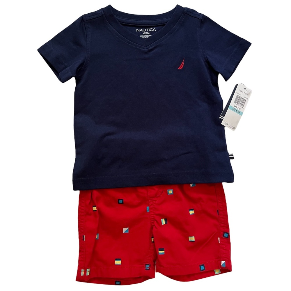 Nautica V neck Shorts Set